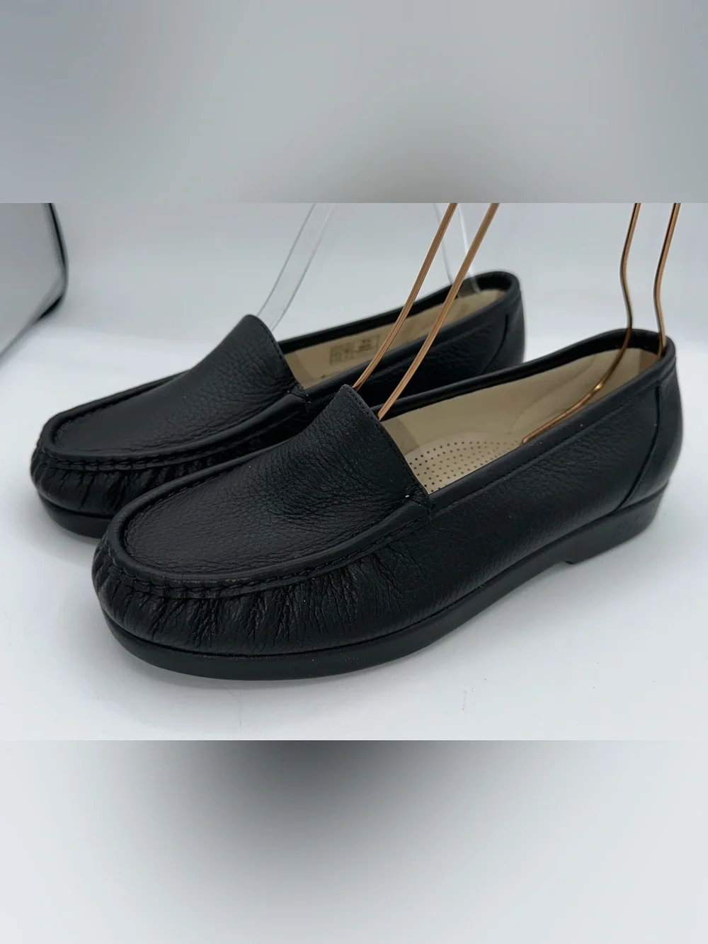 SAS Simplify Black Pebbled Leather Loafers Women Sz 8.5 Tripad Comfort Shoes A23